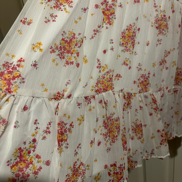 Vince Camuto Ivory/Pink/Gold Floral Lightweight Dress Women's LARGE - Picture 7 of 8